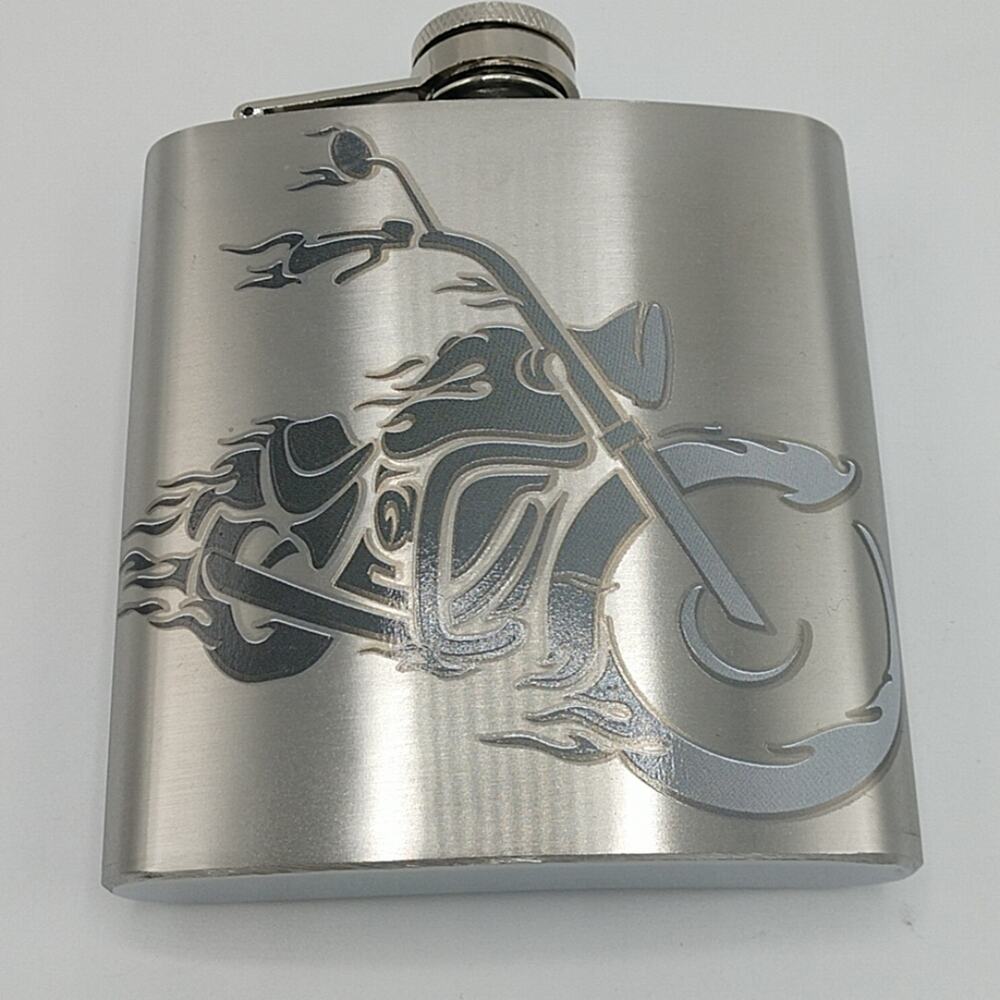 New in Box Motorcycle Flask by Link Up 6 oz Stainless Steel